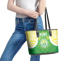 Kuki Independence 2026 Leather Tote Bag Cook Islands 15 Finest Green Version LT05 - Polynesian Pride