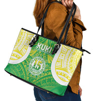 Kuki Independence 2026 Leather Tote Bag Cook Islands 15 Finest Green Version LT05 - Polynesian Pride