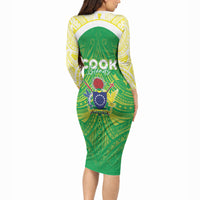 Kuki Independence 2026 Long Sleeve Bodycon Dress Cook Islands 15 Finest Green Version LT05 - Polynesian Pride
