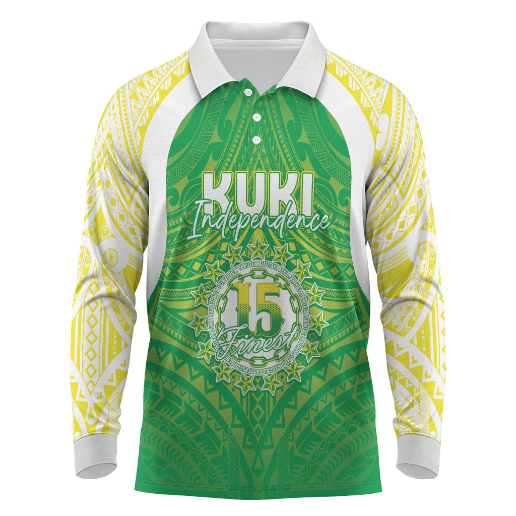 Kuki Independence 2026 Long Sleeve Polo Shirt Cook Islands 15 Finest Green Version LT05 Green - Polynesian Pride