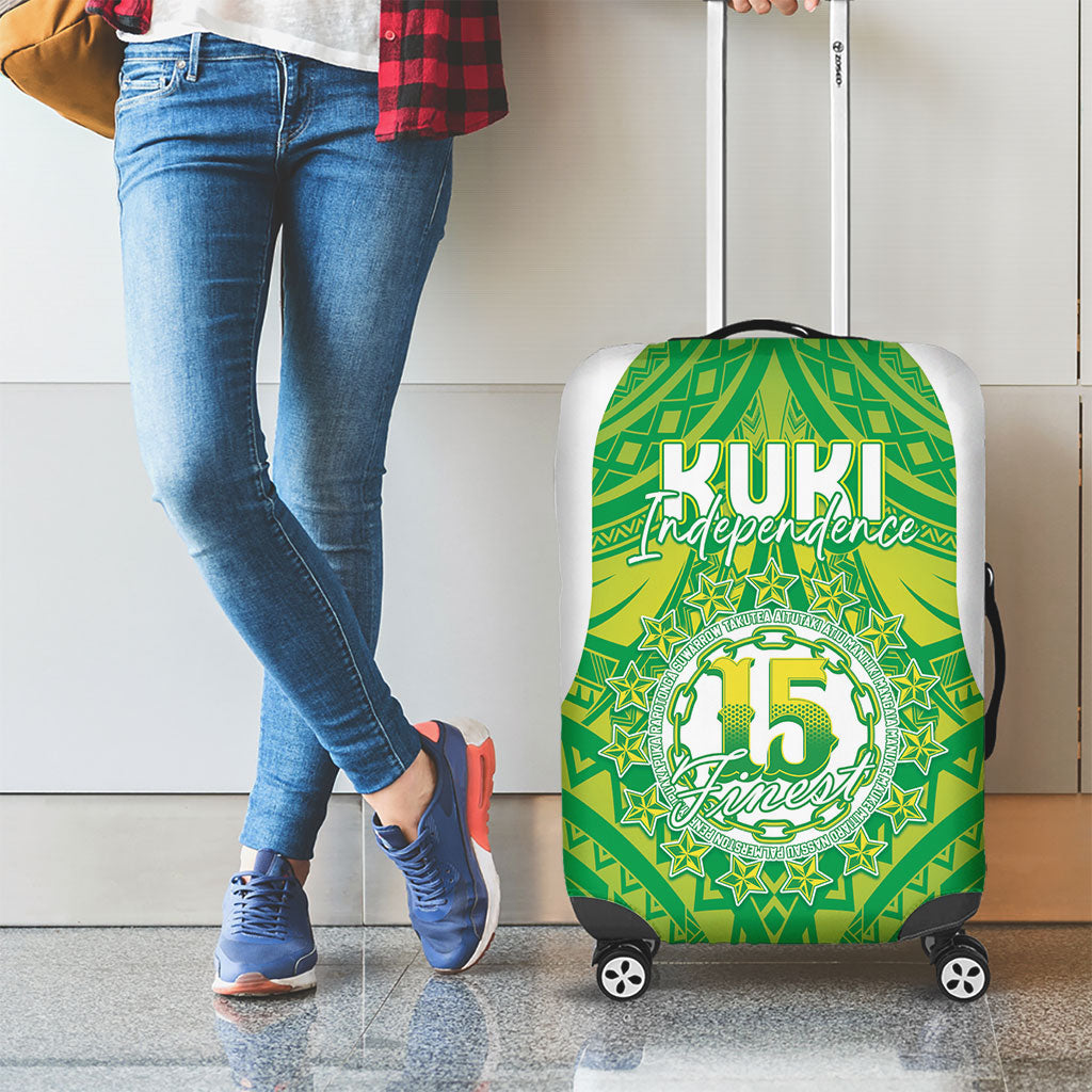 Kuki Independence 2026 Luggage Cover Cook Islands 15 Finest Green Version LT05 - Polynesian Pride