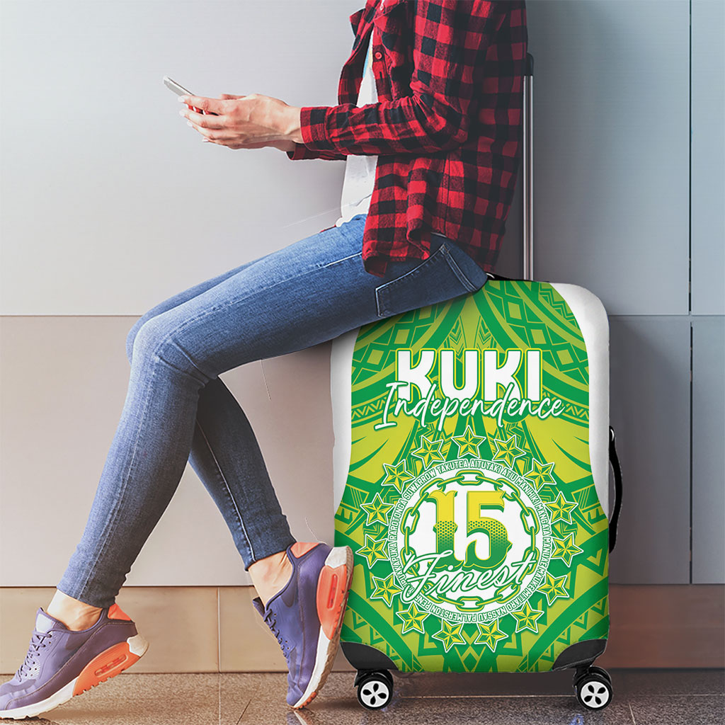 Kuki Independence 2026 Luggage Cover Cook Islands 15 Finest Green Version LT05 - Polynesian Pride