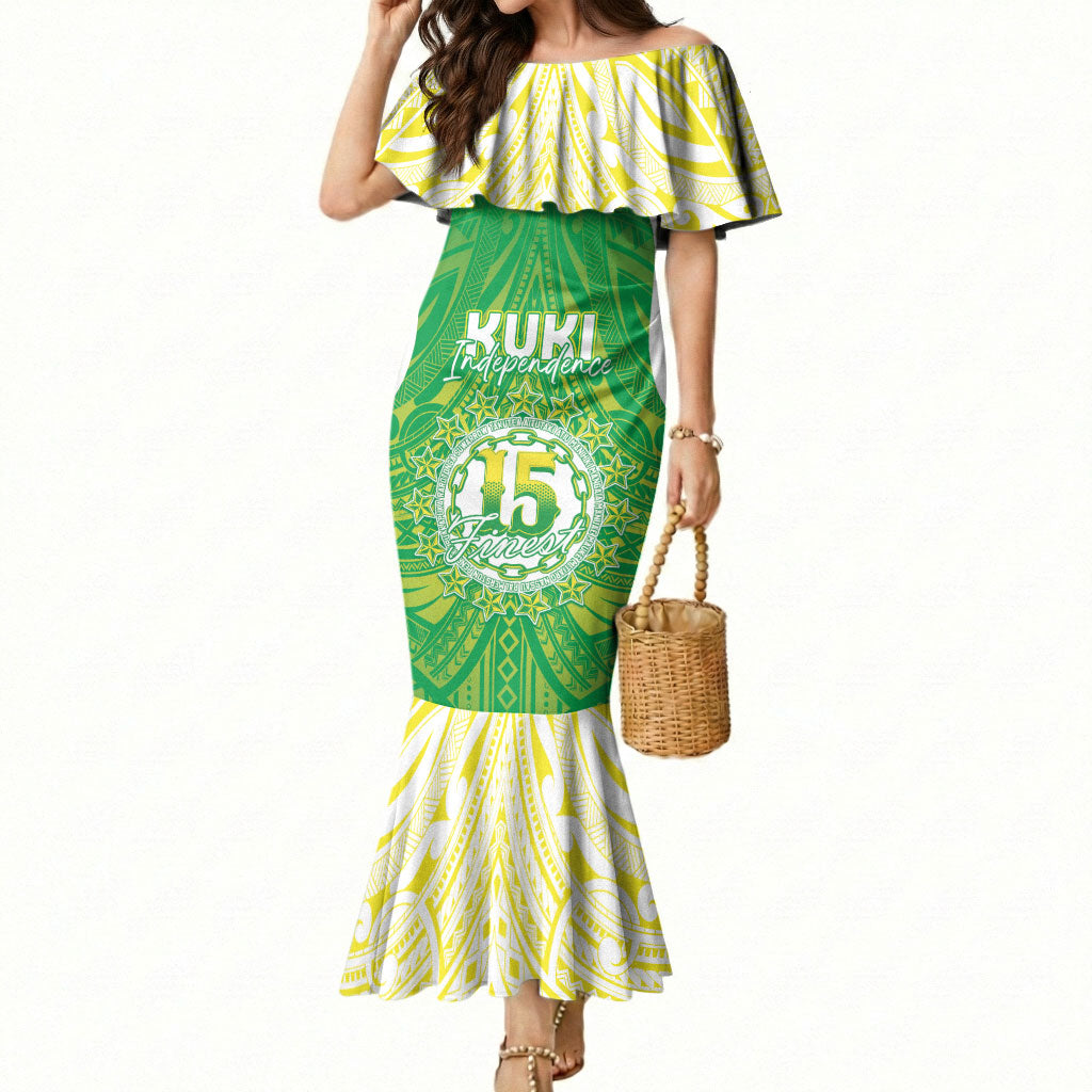 Kuki Independence 2026 Mermaid Dress Cook Islands 15 Finest Green Version LT05 Women Green - Polynesian Pride
