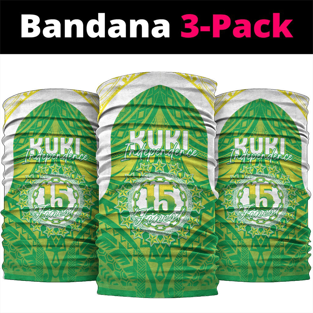Kuki Independence 2026 Neck Gaiter Cook Islands 15 Finest Green Version LT05 package One Size: 25*50cm Green - Polynesian Pride