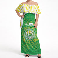 Kuki Independence 2026 Off Shoulder Maxi Dress Cook Islands 15 Finest Green Version LT05 Women Green - Polynesian Pride