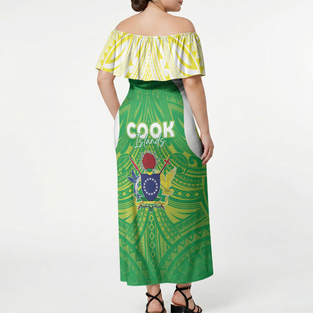 Kuki Independence 2026 Off Shoulder Maxi Dress Cook Islands 15 Finest Green Version LT05 - Polynesian Pride