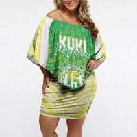 Kuki Independence 2026 Off Shoulder Short Dress Cook Islands 15 Finest Green Version LT05 Women Green - Polynesian Pride