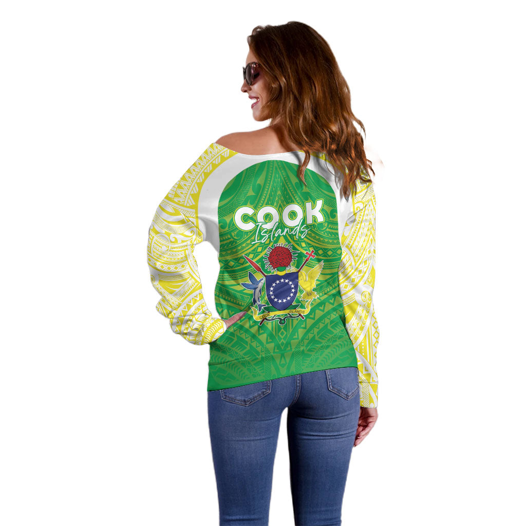 Kuki Independence 2026 Off Shoulder Sweater Cook Islands 15 Finest Green Version LT05 - Polynesian Pride