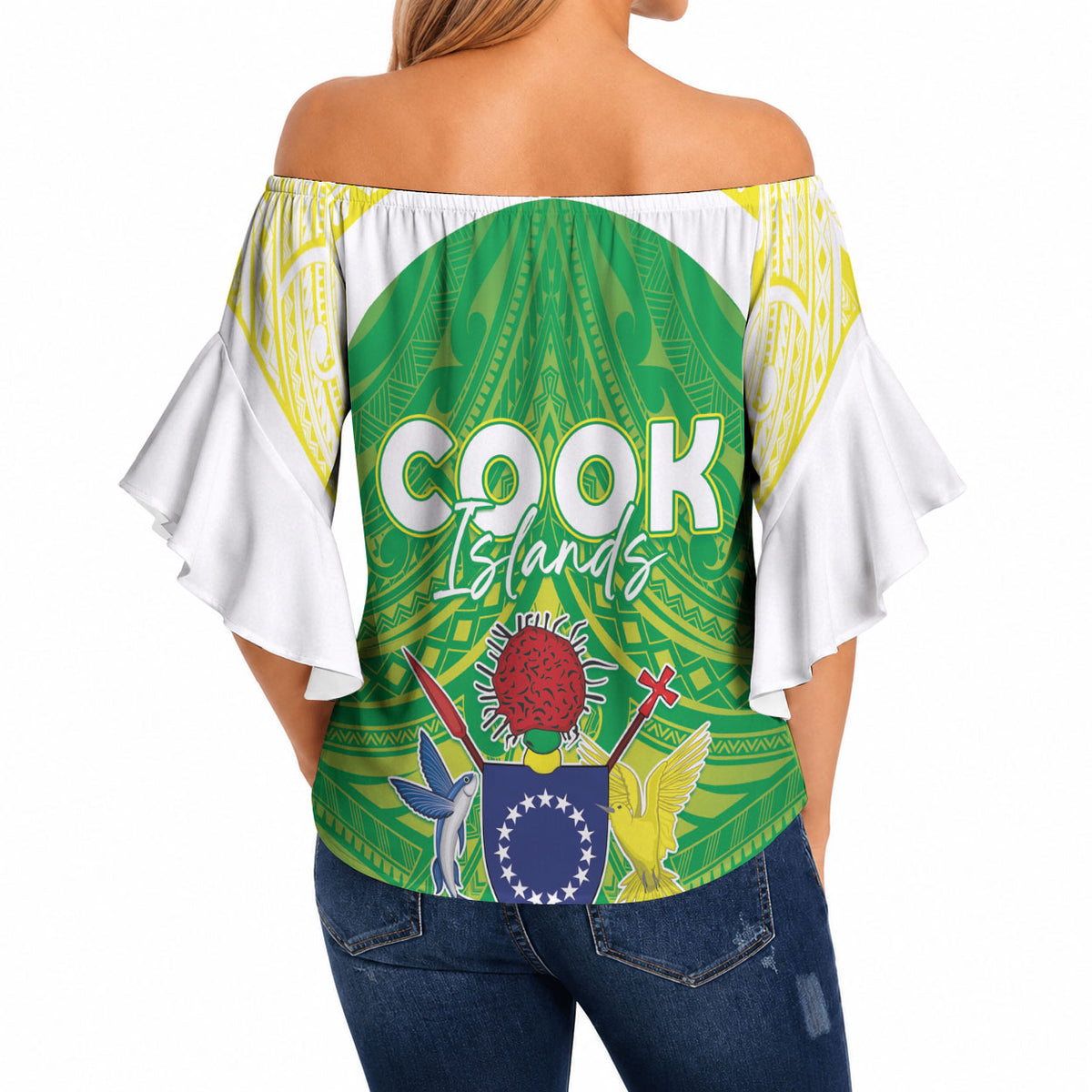 Kuki Independence 2026 Off Shoulder Wrap Waist Top Cook Islands 15 Finest Green Version LT05 - Polynesian Pride