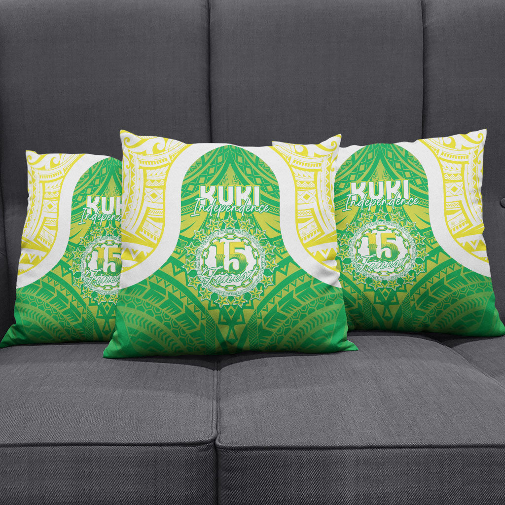 Kuki Independence 2026 Pillow Cover Cook Islands 15 Finest Green Version LT05 - Polynesian Pride