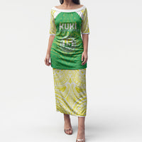 Kuki Independence 2026 Puletasi Cook Islands 15 Finest Green Version LT05 Long Dress Green - Polynesian Pride