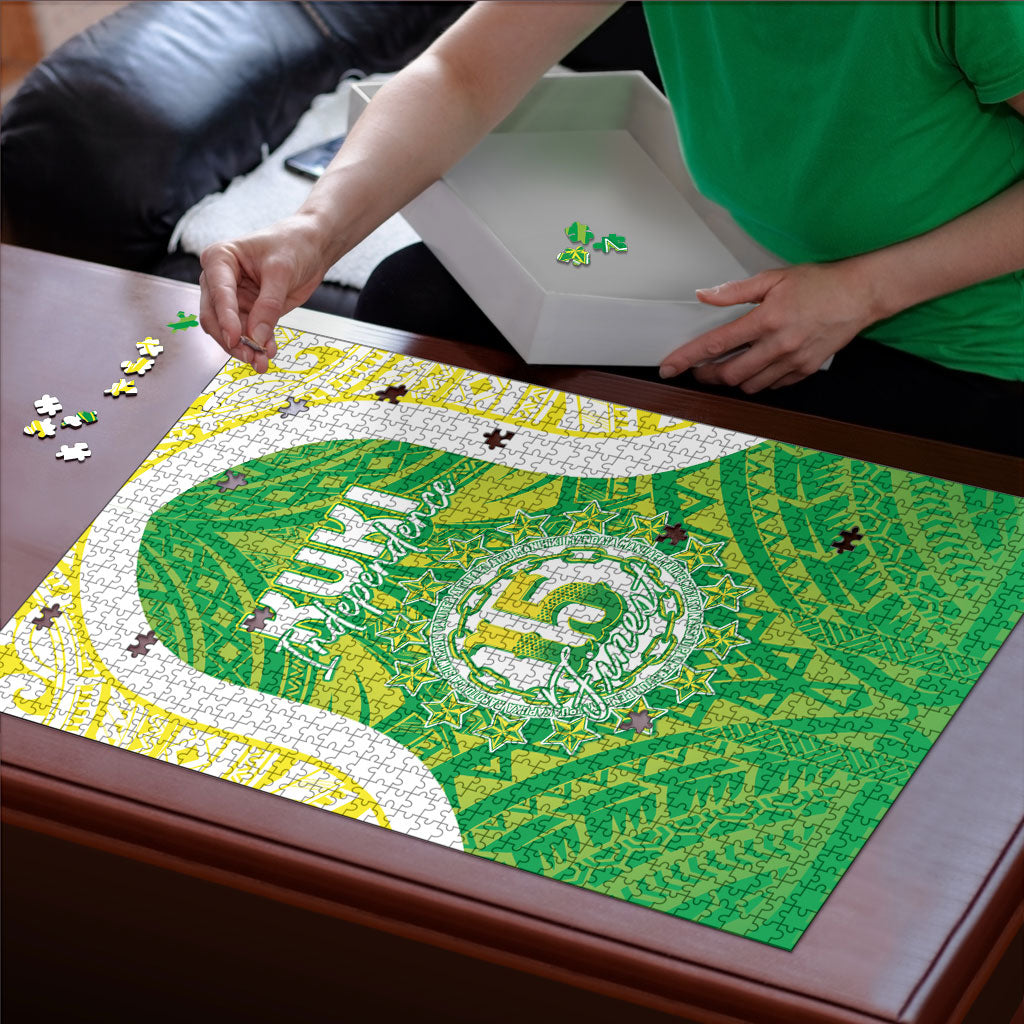 Kuki Independence 2026 Puzzle Cook Islands 15 Finest Green Version LT05 - Polynesian Pride