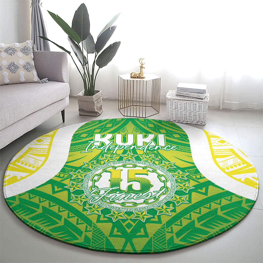 Kuki Independence 2026 Round Carpet Cook Islands 15 Finest Green Version LT05 - Polynesian Pride