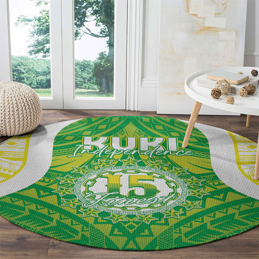 Kuki Independence 2026 Round Carpet Cook Islands 15 Finest Green Version LT05 - Polynesian Pride