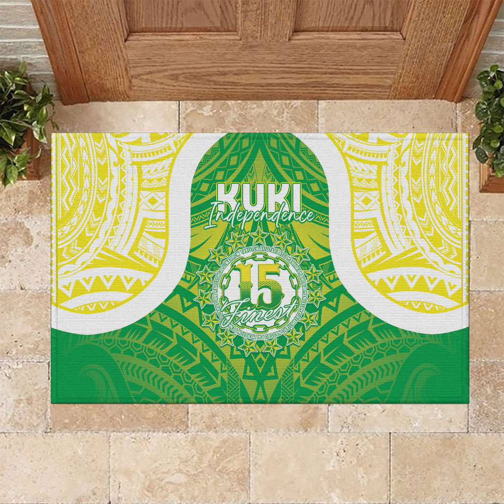 Kuki Independence 2026 Rubber Doormat Cook Islands 15 Finest Green Version LT05 Green - Polynesian Pride