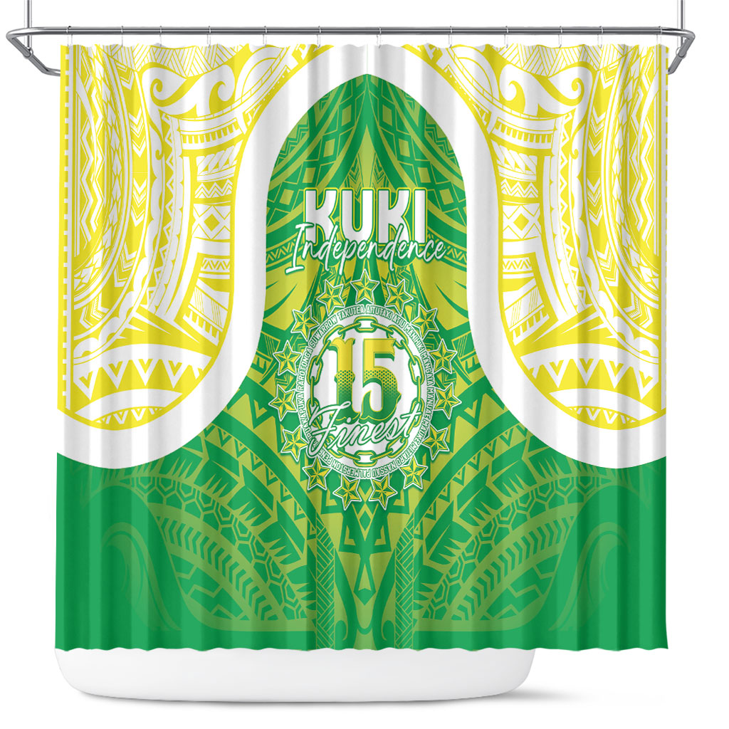Kuki Independence 2026 Shower Curtain Cook Islands 15 Finest Green Version LT05 Green - Polynesian Pride