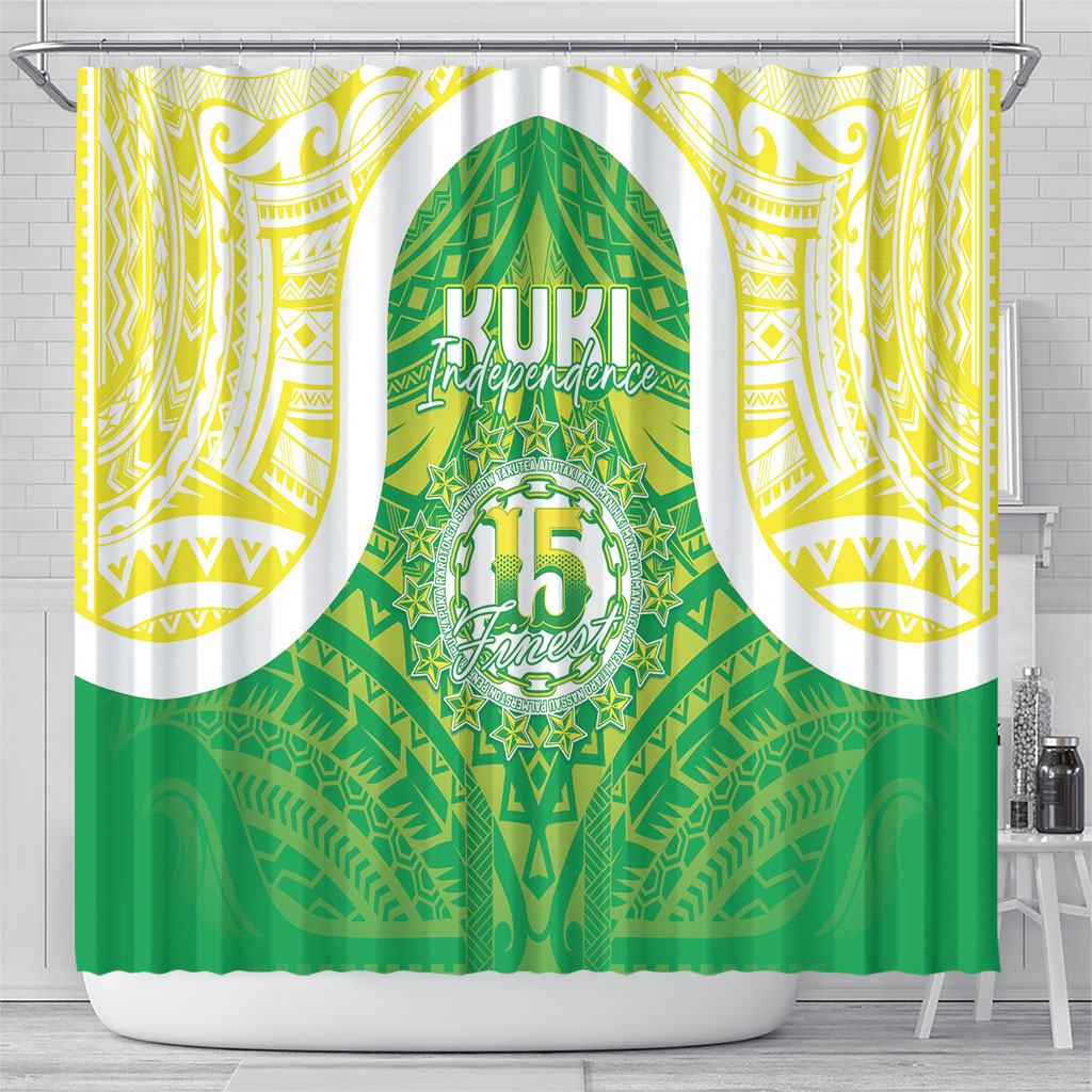 Kuki Independence 2026 Shower Curtain Cook Islands 15 Finest Green Version LT05 - Polynesian Pride
