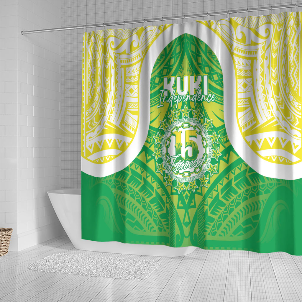 Kuki Independence 2026 Shower Curtain Cook Islands 15 Finest Green Version LT05 - Polynesian Pride