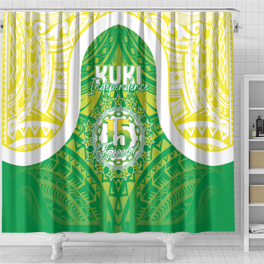 Kuki Independence 2026 Shower Curtain Cook Islands 15 Finest Green Version LT05 - Polynesian Pride