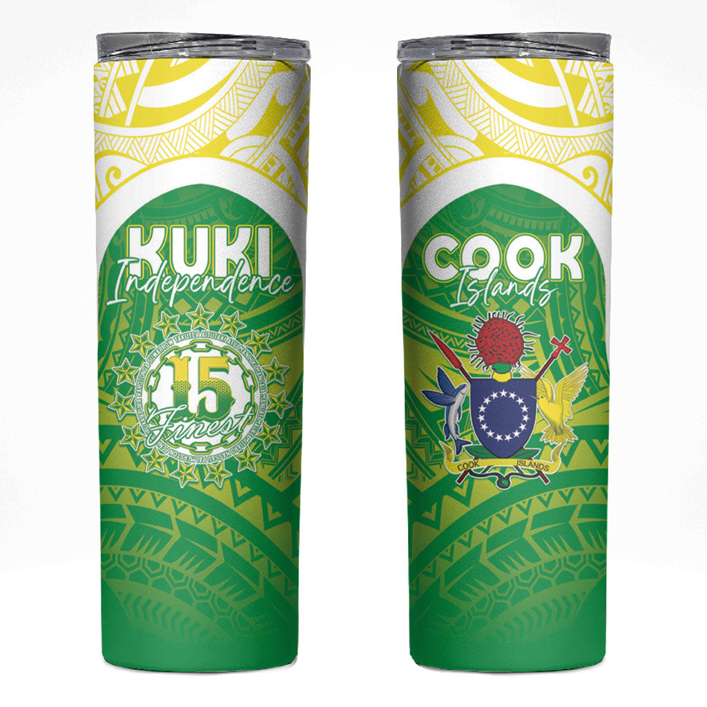 Kuki Independence 2026 Skinny Tumbler Cook Islands 15 Finest Green Version LT05 Green - Polynesian Pride