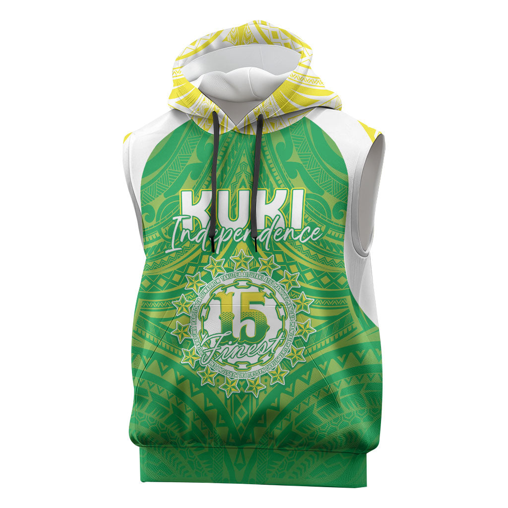 Kuki Independence 2026 Sleeveless Hoodie Cook Islands 15 Finest Green Version LT05 Green - Polynesian Pride