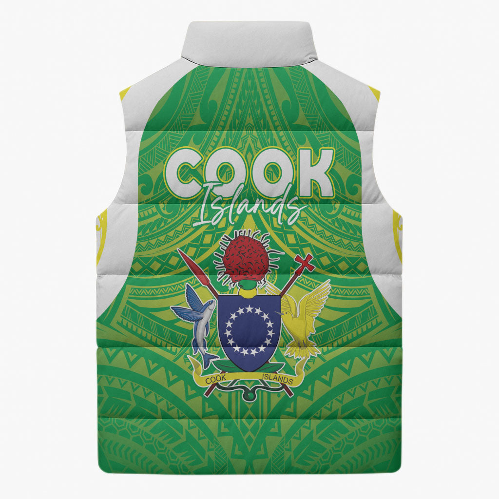 Kuki Independence 2026 Sleeveless Puffer Jacket Cook Islands 15 Finest Green Version LT05 - Polynesian Pride