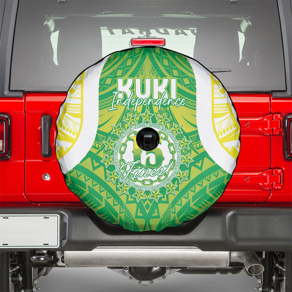 Kuki Independence 2026 Spare Tire Cover Cook Islands 15 Finest Green Version LT05 - Polynesian Pride
