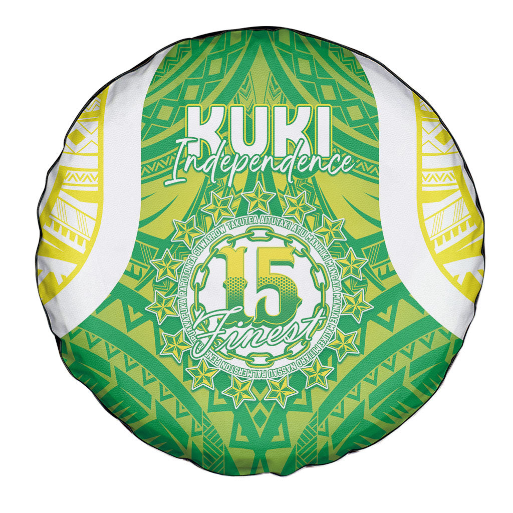 Kuki Independence 2026 Spare Tire Cover Cook Islands 15 Finest Green Version LT05 - Polynesian Pride