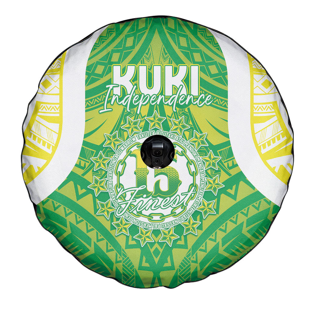 Kuki Independence 2026 Spare Tire Cover Cook Islands 15 Finest Green Version LT05 - Polynesian Pride