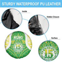 Kuki Independence 2026 Spare Tire Cover Cook Islands 15 Finest Green Version LT05 - Polynesian Pride