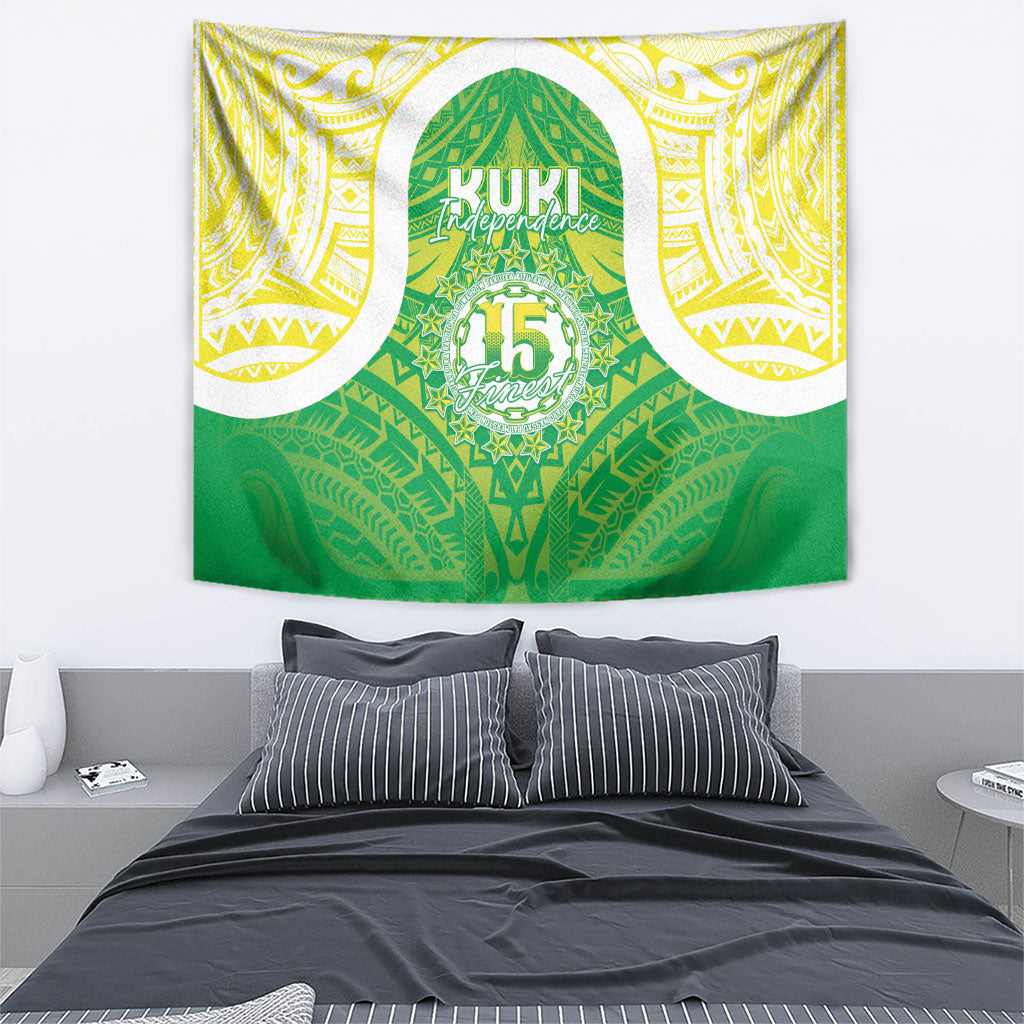 Kuki Independence 2026 Tapestry Cook Islands 15 Finest Green Version LT05 - Polynesian Pride