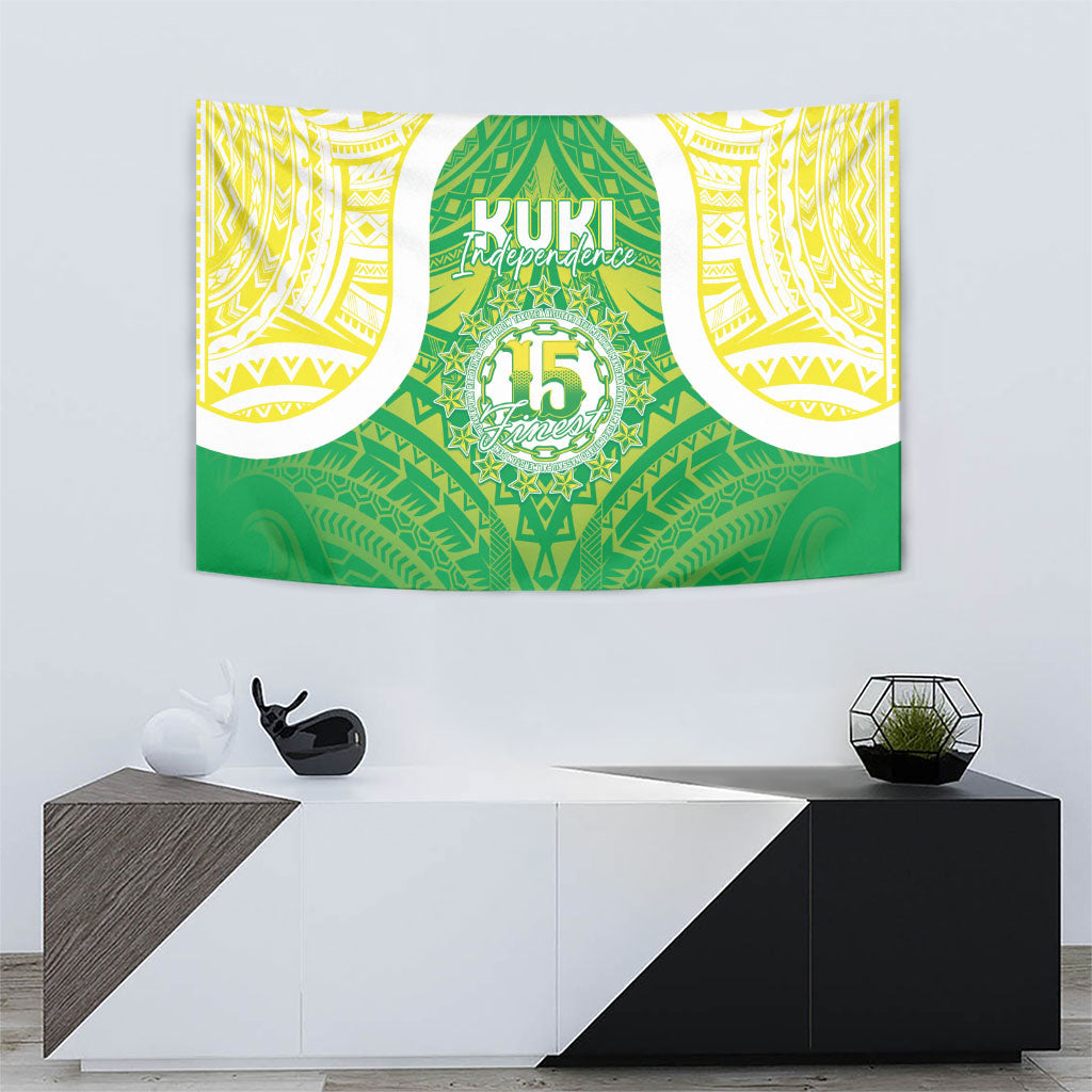 Kuki Independence 2026 Tapestry Cook Islands 15 Finest Green Version LT05 - Polynesian Pride