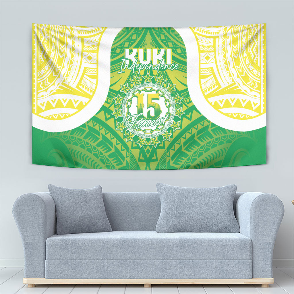 Kuki Independence 2026 Tapestry Cook Islands 15 Finest Green Version LT05 - Polynesian Pride