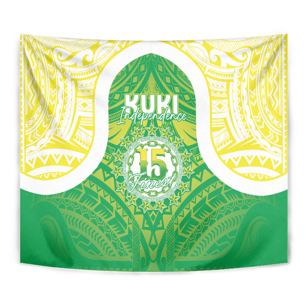 Kuki Independence 2026 Tapestry Cook Islands 15 Finest Green Version LT05 - Polynesian Pride
