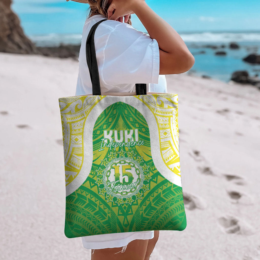 Kuki Independence 2026 Tote Bag Cook Islands 15 Finest Green Version LT05 - Polynesian Pride