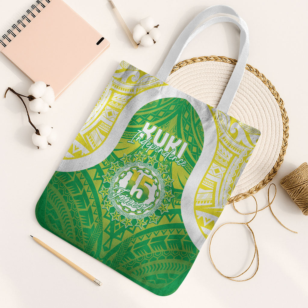 Kuki Independence 2026 Tote Bag Cook Islands 15 Finest Green Version LT05 White Strap One Size Green - Polynesian Pride