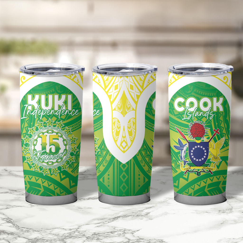 Kuki Independence 2026 Tumbler Cup Cook Islands 15 Finest Green Version LT05 - Polynesian Pride