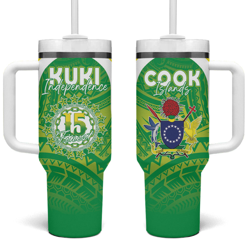Kuki Independence 2026 Tumbler With Handle Cook Islands 15 Finest Green Version LT05 One Size: 40 oz Green - Polynesian Pride
