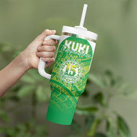 Kuki Independence 2026 Tumbler With Handle Cook Islands 15 Finest Green Version LT05 - Polynesian Pride