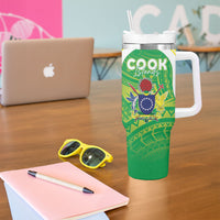 Kuki Independence 2026 Tumbler With Handle Cook Islands 15 Finest Green Version LT05 - Polynesian Pride