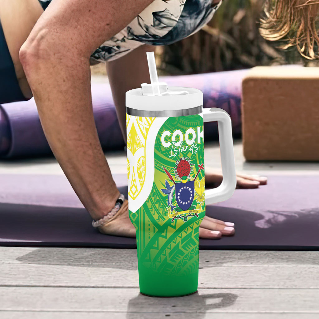 Kuki Independence 2026 Tumbler With Handle Cook Islands 15 Finest Green Version LT05 - Polynesian Pride