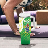 Kuki Independence 2026 Tumbler With Handle Cook Islands 15 Finest Green Version LT05 - Polynesian Pride
