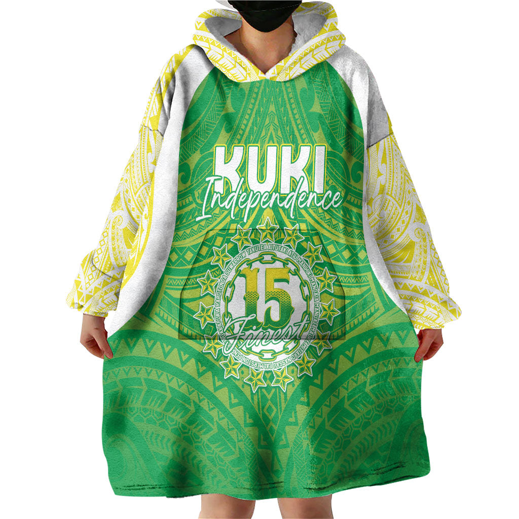 Kuki Independence 2026 Wearable Blanket Hoodie Cook Islands 15 Finest Green Version LT05 - Polynesian Pride