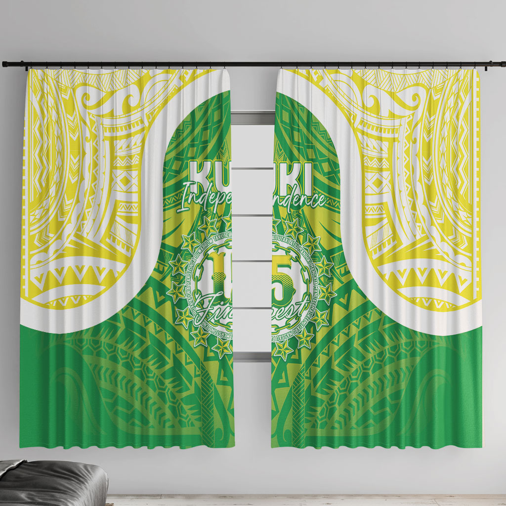 Kuki Independence 2026 Window Curtain Cook Islands 15 Finest Green Version LT05 With Hooks Green - Polynesian Pride