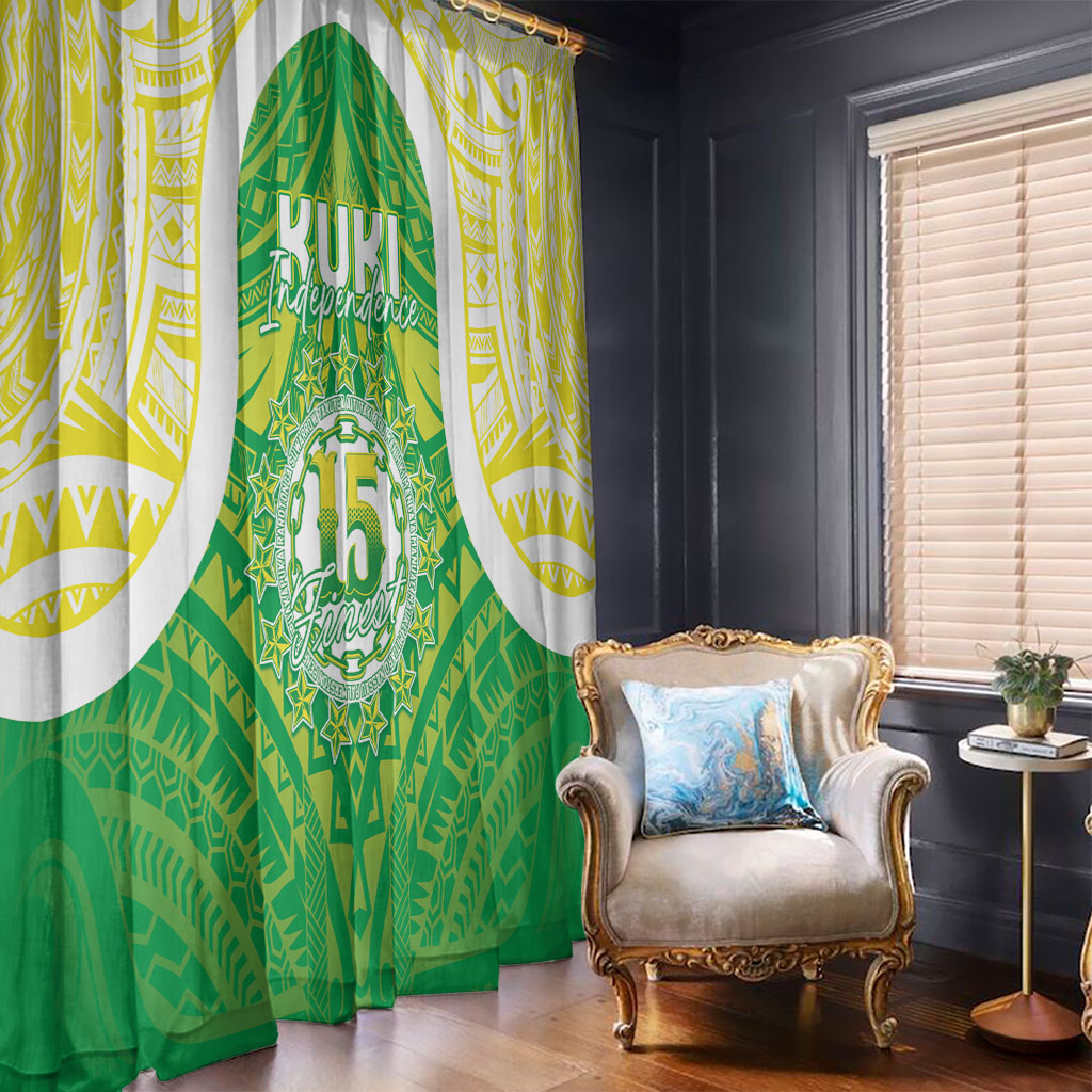 Kuki Independence 2026 Window Curtain Cook Islands 15 Finest Green Version LT05 - Polynesian Pride