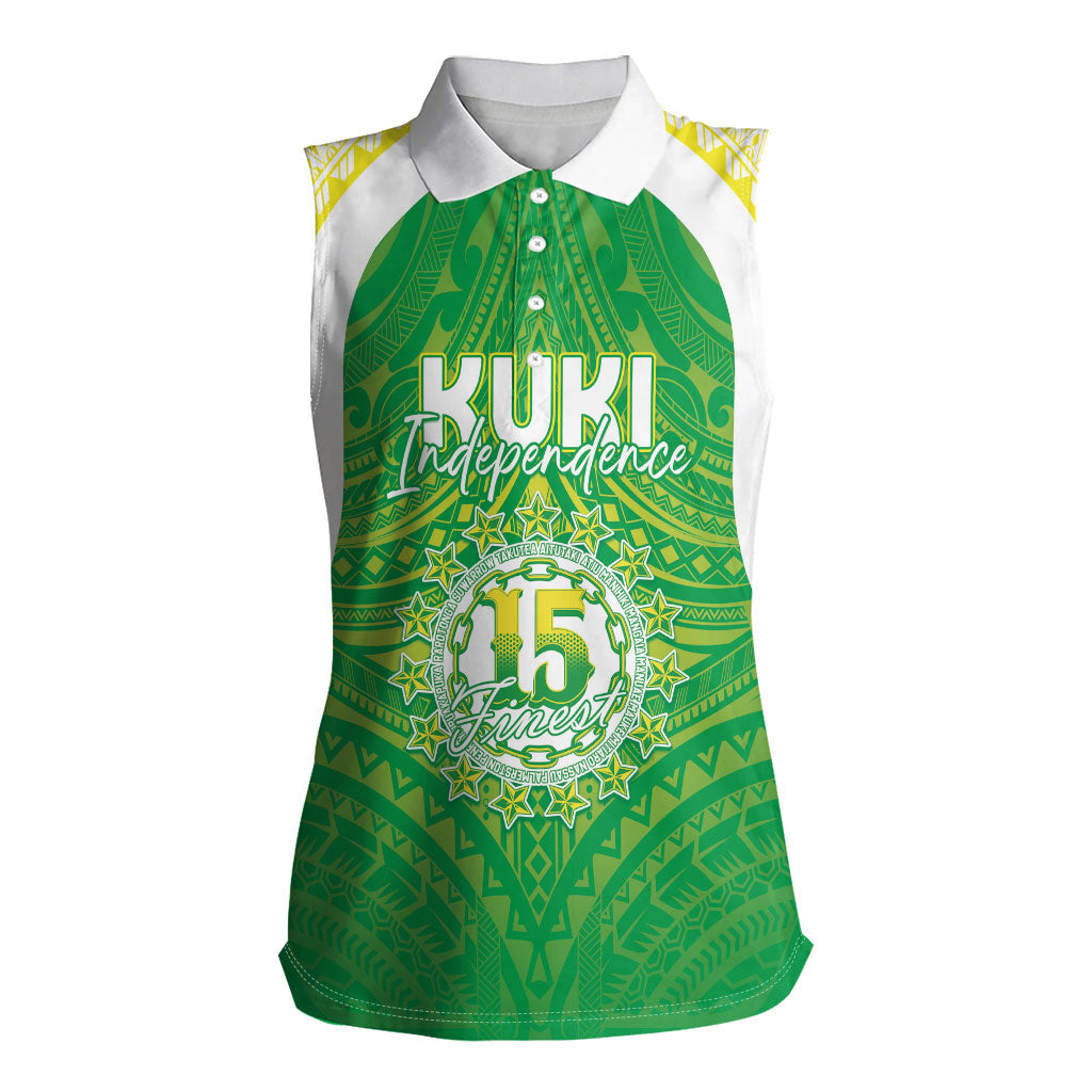 Kuki Independence 2026 Women Sleeveless Polo Shirt Cook Islands 15 Finest Green Version LT05 Female Green - Polynesian Pride