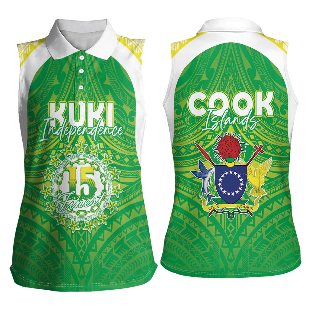 Kuki Independence 2026 Women Sleeveless Polo Shirt Cook Islands 15 Finest Green Version LT05 - Polynesian Pride