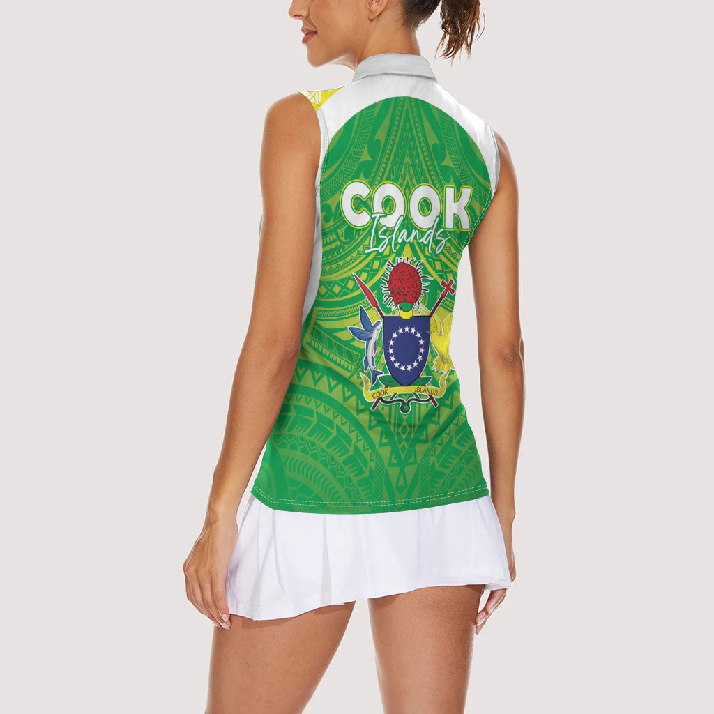 Kuki Independence 2026 Women Sleeveless Polo Shirt Cook Islands 15 Finest Green Version LT05 - Polynesian Pride