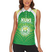 Kuki Independence 2026 Women Sleeveless Polo Shirt Cook Islands 15 Finest Green Version LT05 - Polynesian Pride