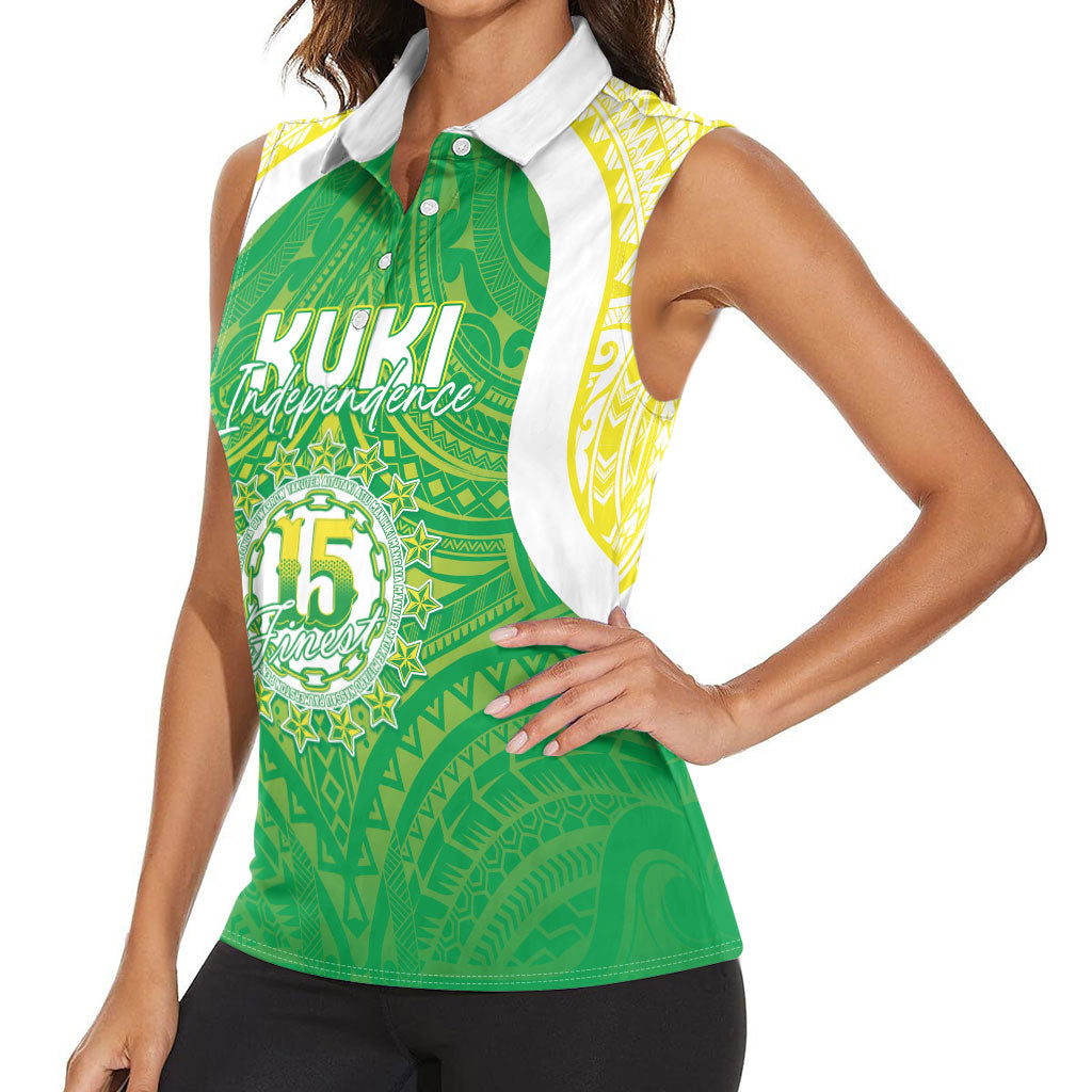 Kuki Independence 2026 Women Sleeveless Polo Shirt Cook Islands 15 Finest Green Version LT05 - Polynesian Pride
